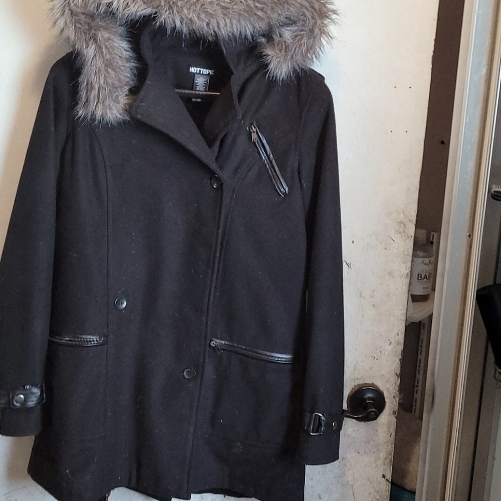Hot Topic Black Girls Hooded Peacoat